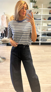 Nation LTD Gio Short Sleeve Sweatshirt in Tossed Stripe