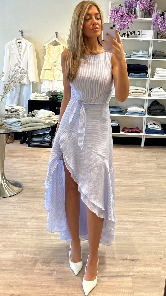 Amanda Uprichard Casella Maxi Dress in Blue/White Stripe