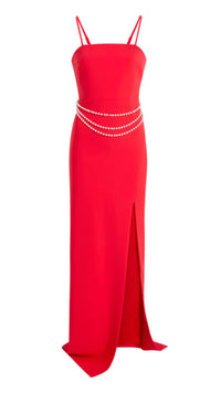 Likely Josie Pearl Chain Belt Gown in Bittersweet