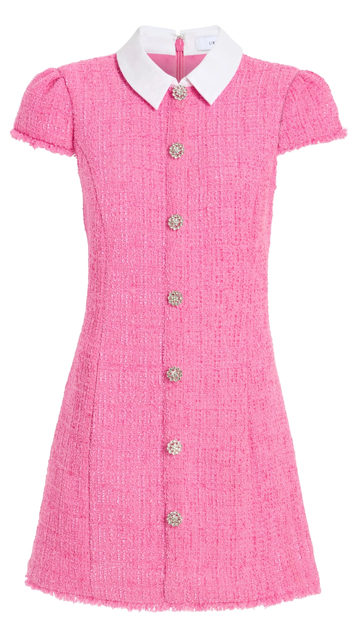 Likely Riello Collared Tweed Mini Dress in Pink