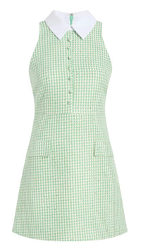 Likely Athena Collared Tweed Mini Dress in Seafoam