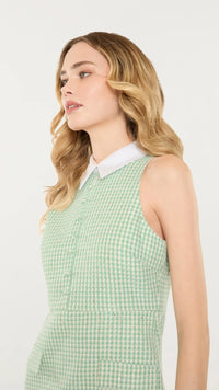 Likely Athena Collared Tweed Mini Dress in Seafoam