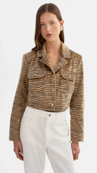 Lamarque Jaylee Faux Hair Jacket in Tiger Print