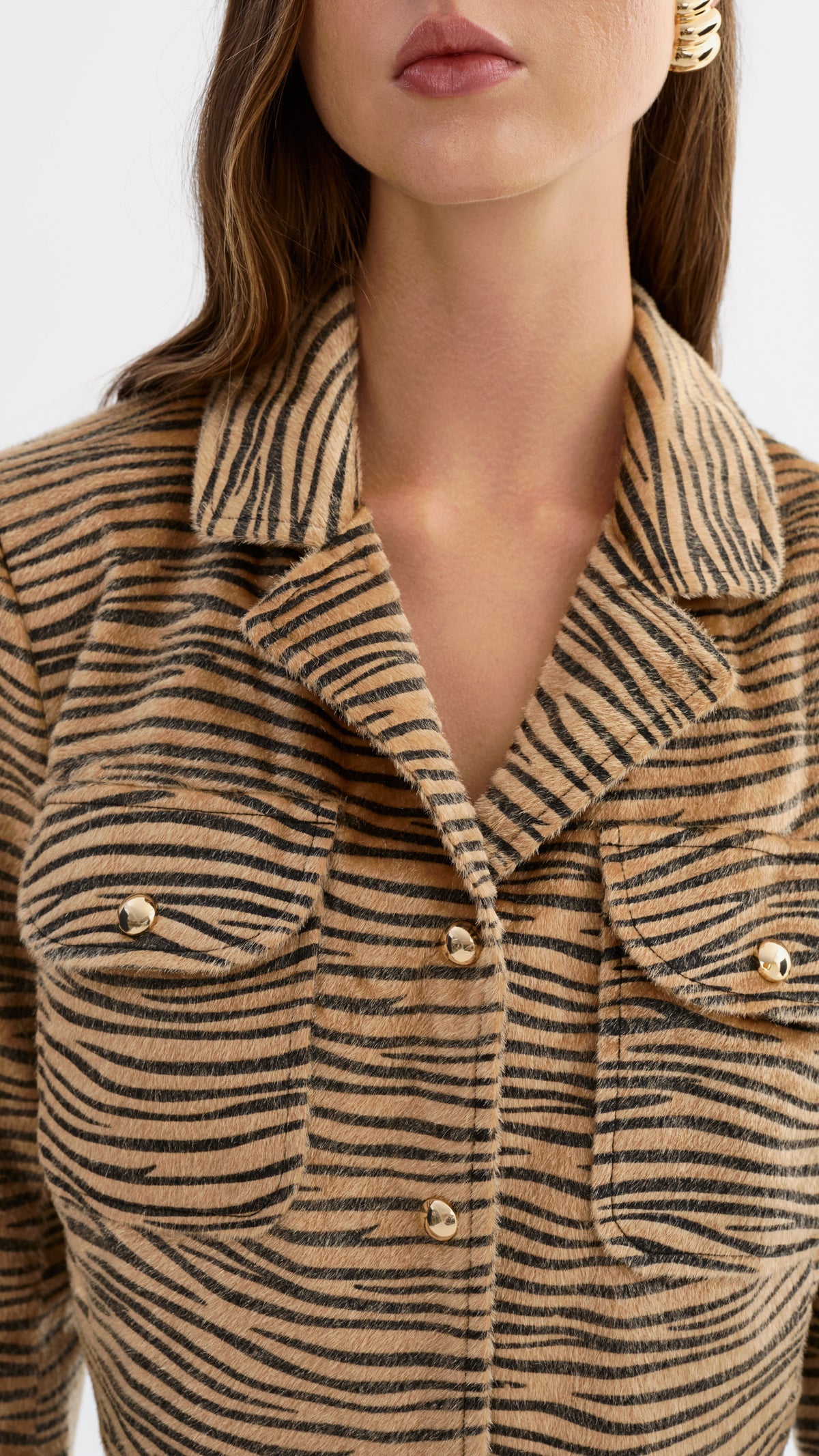 Lamarque Jaylee Faux Hair Jacket in Tiger Print