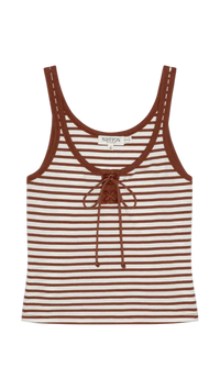 Nation LTD Jil Lace Up Tank in Sable Stripe
