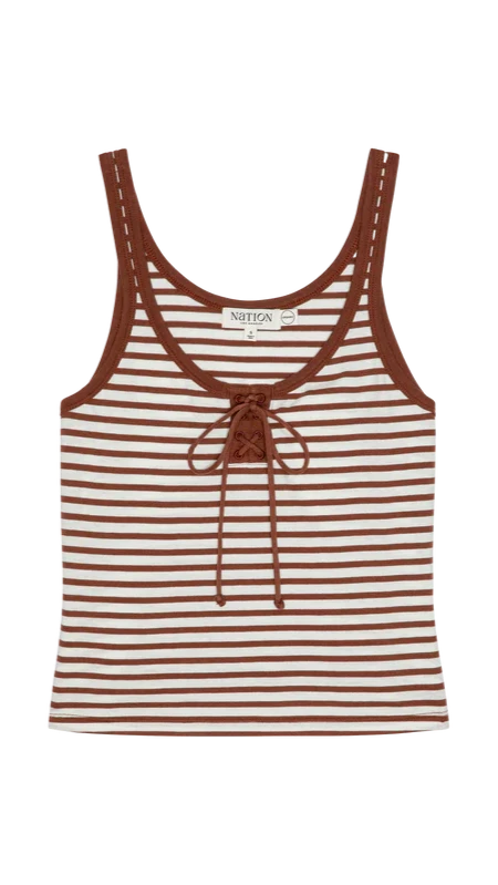 Nation LTD Jil Lace Up Tank in Sable Stripe