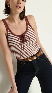 Nation LTD Jil Lace Up Tank in Sable Stripe