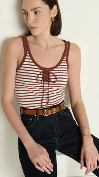 Nation LTD Jil Lace Up Tank in Sable Stripe