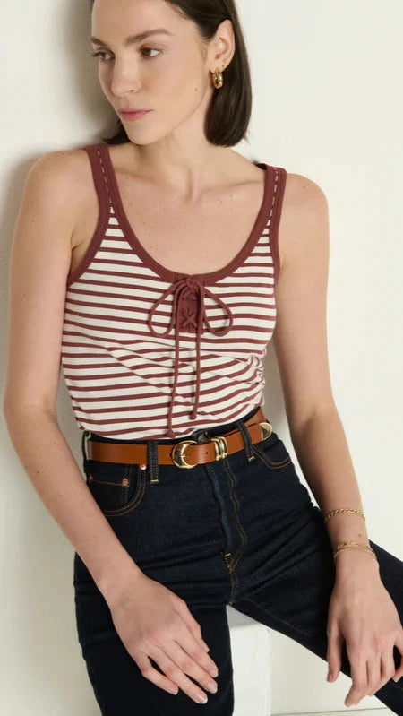 Nation LTD Jil Lace Up Tank in Sable Stripe