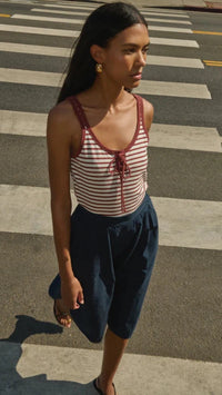 Nation LTD Jil Lace Up Tank in Sable Stripe