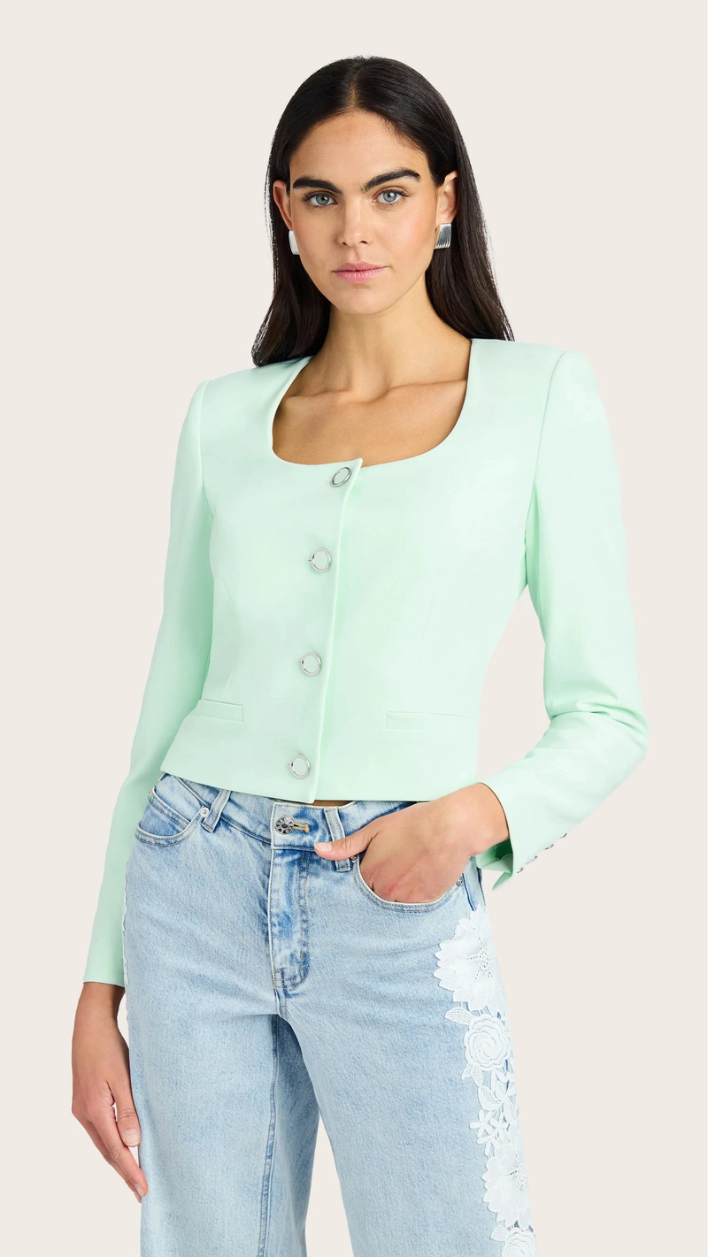 Generation Love Jina Crepe Blazer in Seafoam