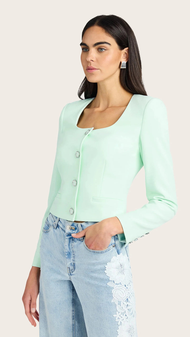 Generation Love Jina Crepe Blazer in Seafoam