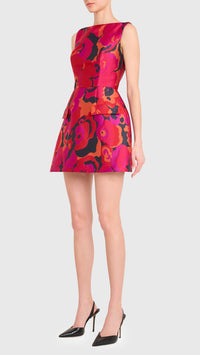 Amanda Uprichard Banco Textured Mini Dress in Pink Multi