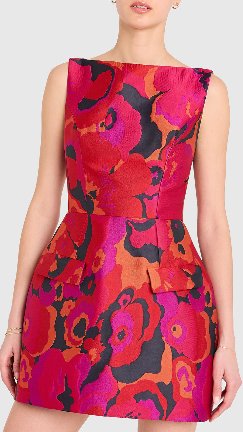 Amanda Uprichard Banco Textured Mini Dress in Pink Multi