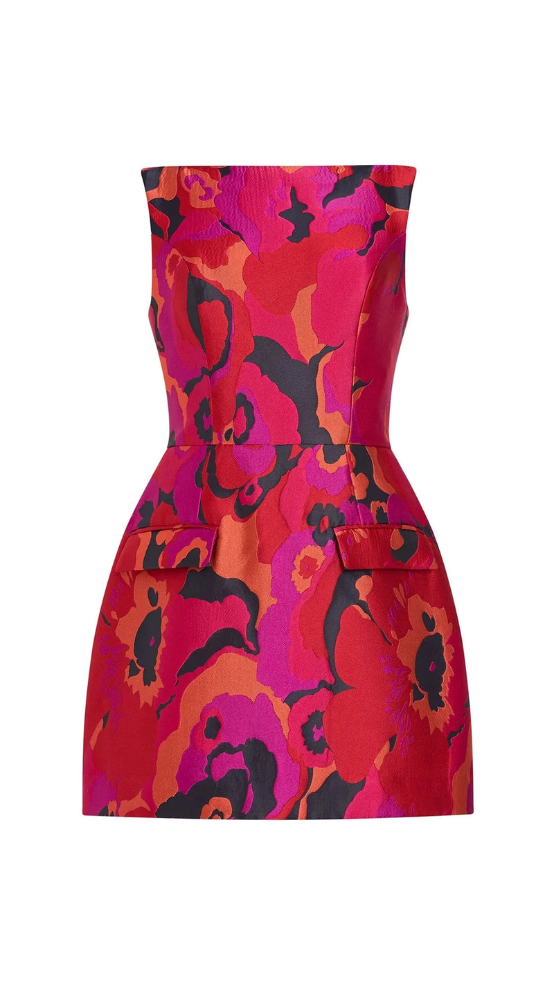 Amanda Uprichard Banco Textured Mini Dress in Pink Multi