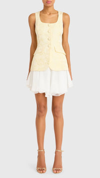 Amanda Uprichard Lilibet Mini Dress in White/Cornsilk