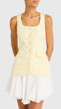 Amanda Uprichard Lilibet Mini Dress in White/Cornsilk