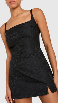 Amanda Uprichard Rhonda Romper in Black Jacquard