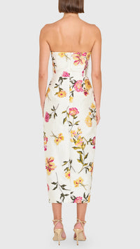 Amanda Uprichard Ivy Strapless Midi Dress in White Multi