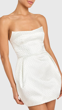 Amanda Uprichard Bowery Strapless Embroidered Mini Dress in White