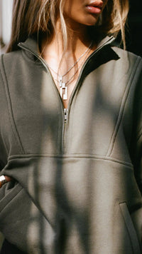 Joah Brown Retro Half Zip in Sage
