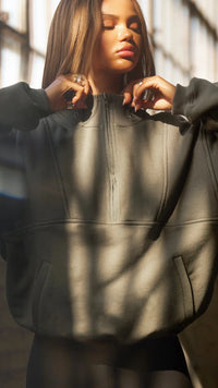 Joah Brown Retro Half Zip in Sage