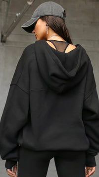 Joah Brown Oversized Zip Hoodie in Black