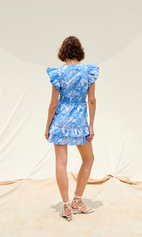 Saylor Juliste Mini Dress in Morning Glory Block Print