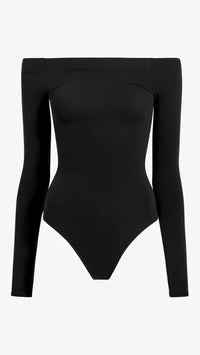 Commando Ballet Off the Shoulder Long Sleeve Bodysuit with Black