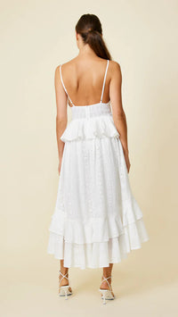 Line and Dot Lotus Eyelet Maxi in White