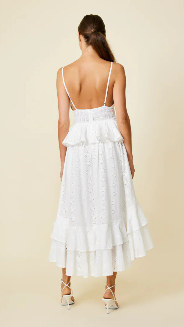chinese dress ladies Off White Eyelet Lace Sleeveless Maxi Dress main image 0