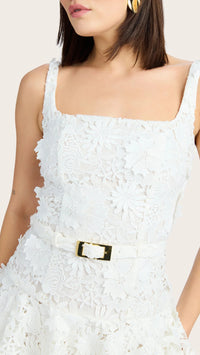 Generation Love Lisette 3D Lace Belted Mini Dress in White