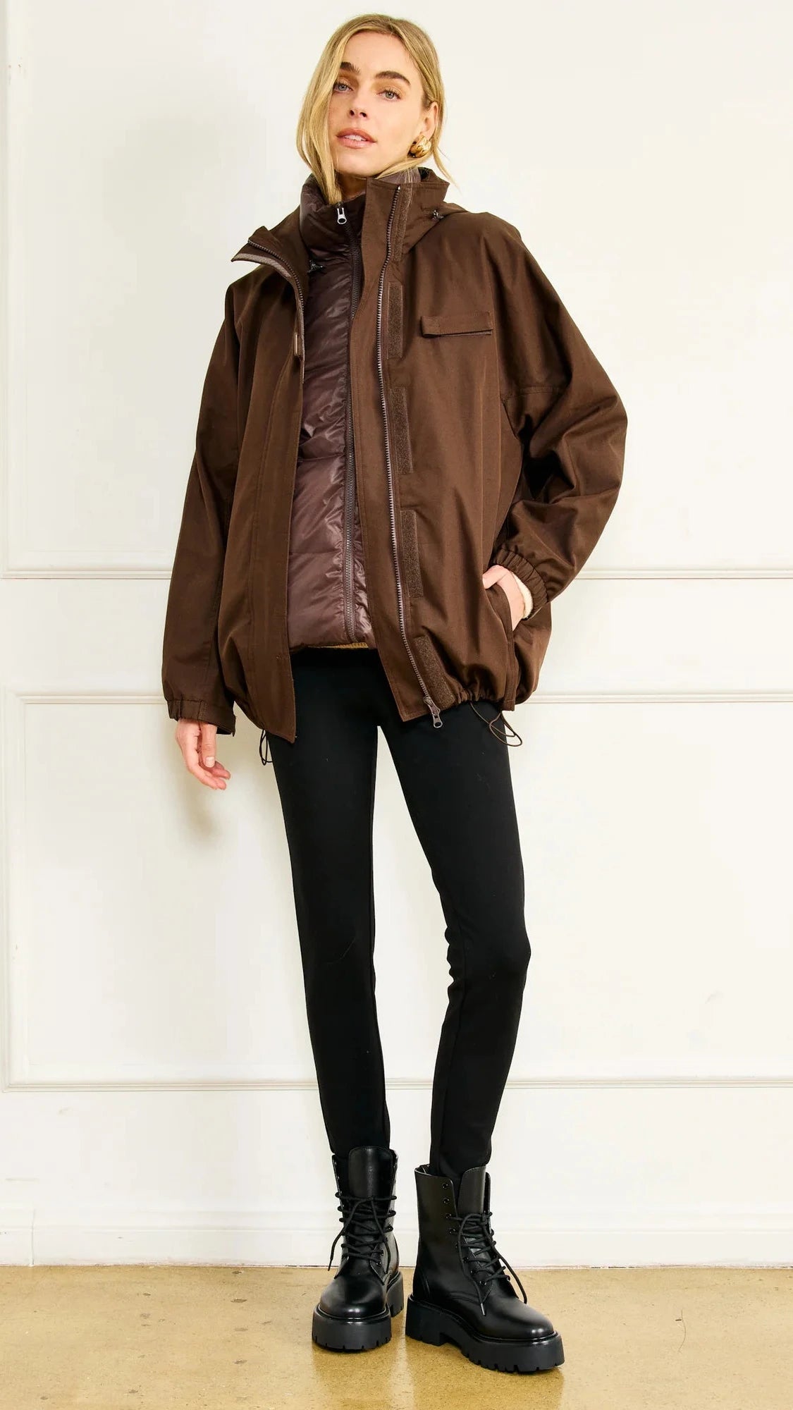 Line and Dot Forest Anorak Jacket in Choco