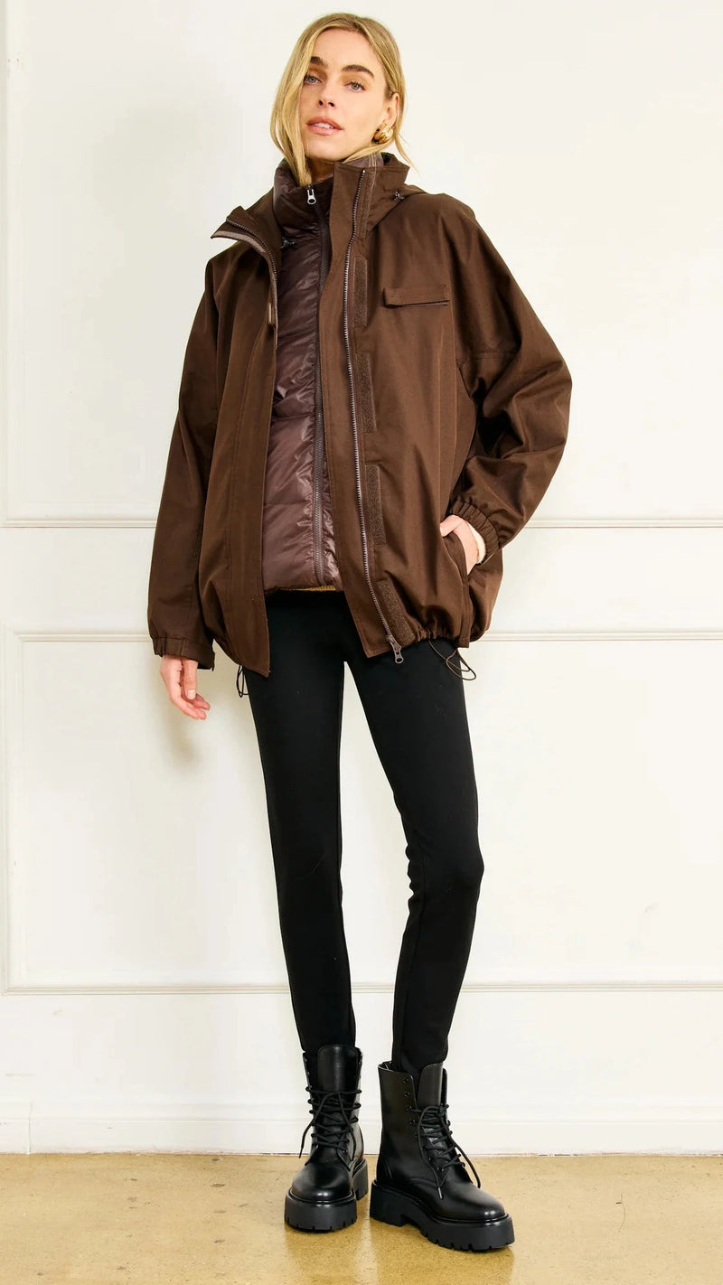 Line and Dot Forest Anorak Jacket in Choco