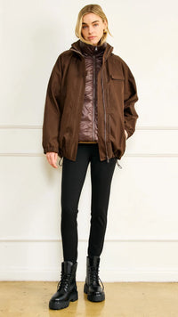 Line and Dot Forest Anorak Jacket in Choco