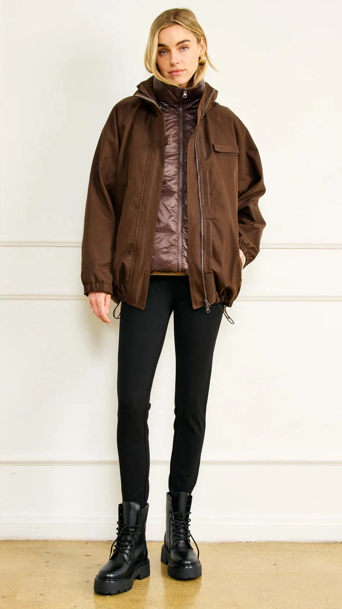 Line and Dot Forest Anorak Jacket in Choco