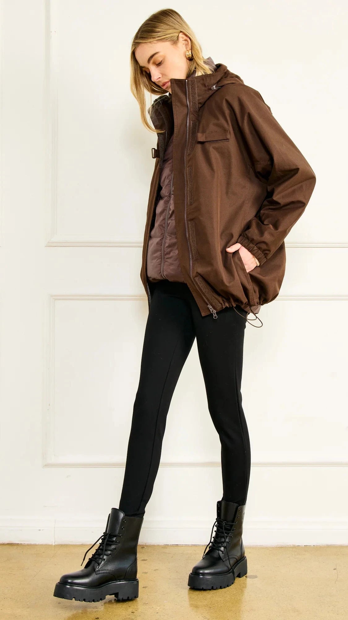 Line and Dot Forest Anorak Jacket in Choco