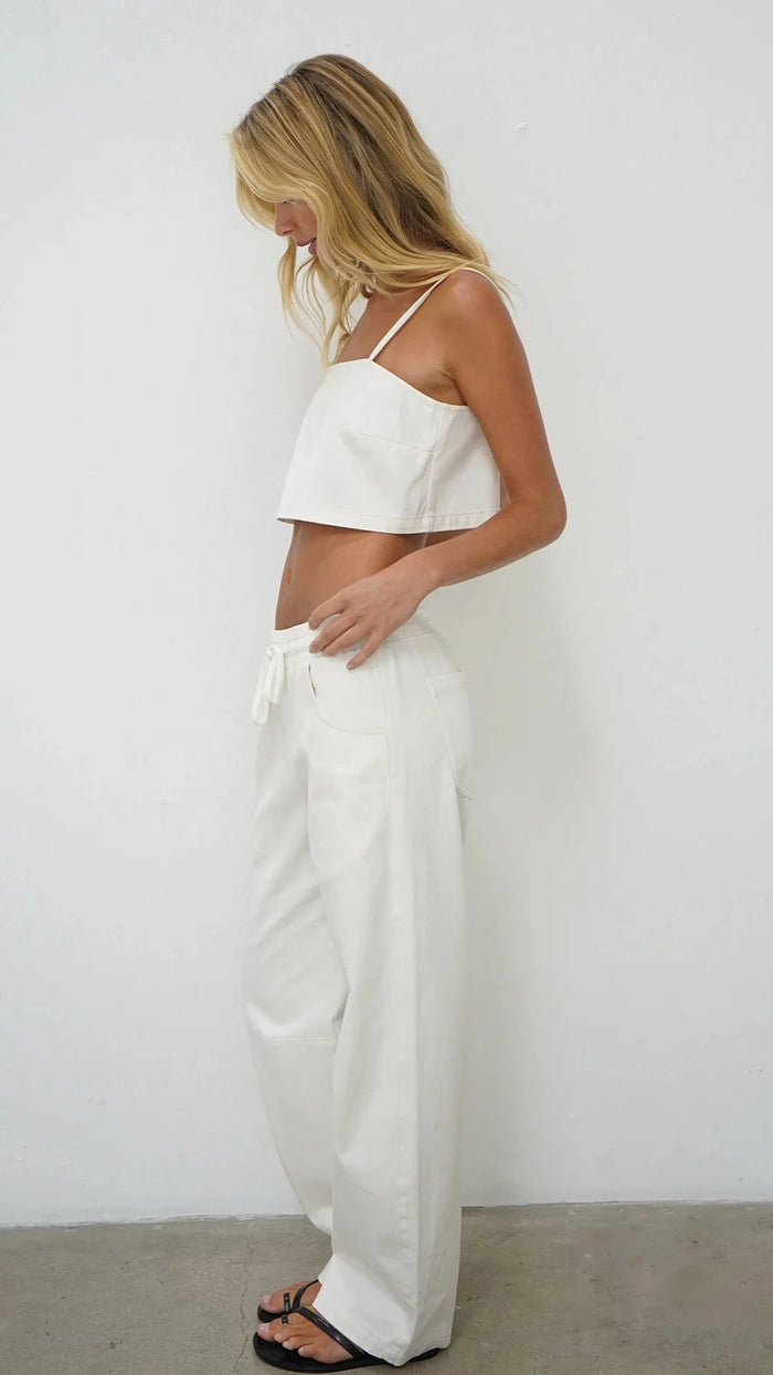 LNA Lennon Denim Pant in White