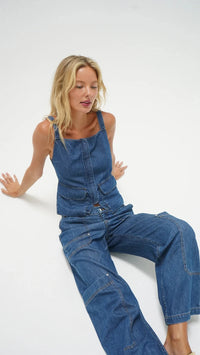 LNA Jordyn Denim Top in Blue