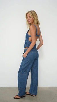 LNA Jordyn Denim Top in Blue