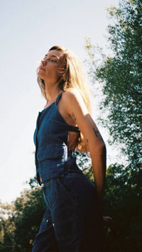 LNA Jordyn Denim Top in Blue