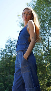 LNA Jordyn Denim Top in Blue