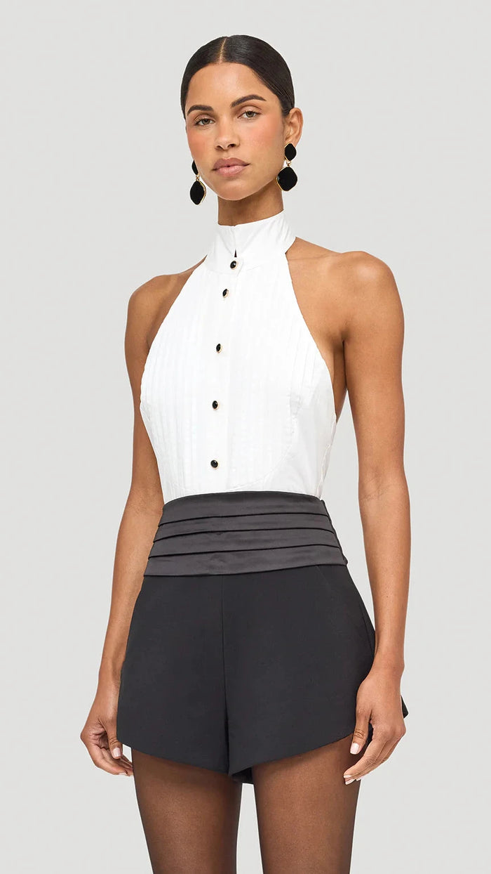 Ronny Kobo Delilah Halter Bodysuit in White