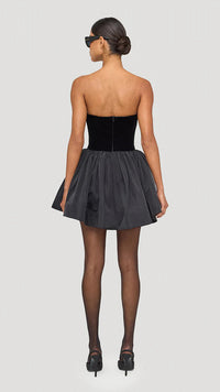 Ronny Kobo Atlas Strapless Velvet Mini Dress in Black