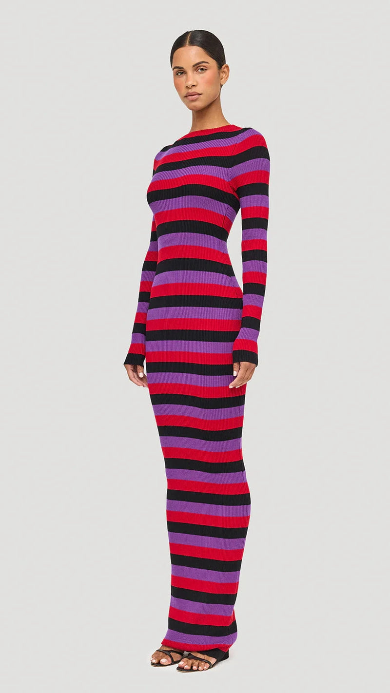 Ronny Kobo Valia Knit Dress in Red Combo