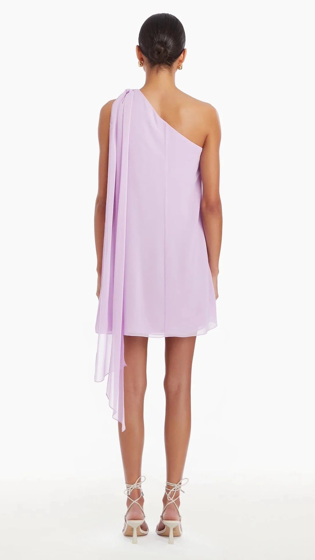 Amanda Uprichard Elisa One Shoulder Mini Dress in Electric Lilac