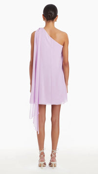Amanda Uprichard Elisa One Shoulder Mini Dress in Electric Lilac