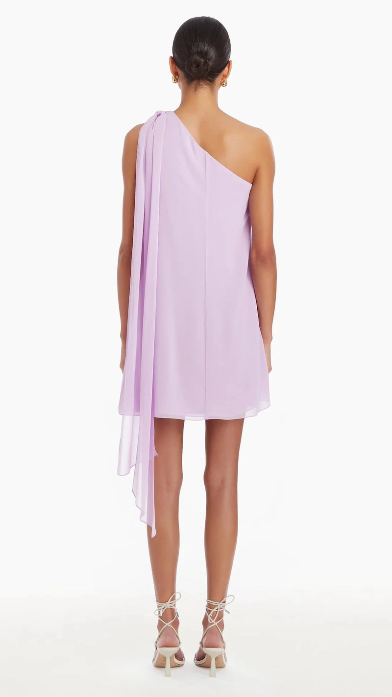 Amanda Uprichard Elisa One Shoulder Mini Dress in Electric Lilac