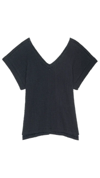 Nation LTD Lottie V-Neck Crinkle Top  in Navy Night Sky