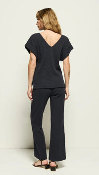 Nation LTD Lottie V-Neck Crinkle Top  in Navy Night Sky